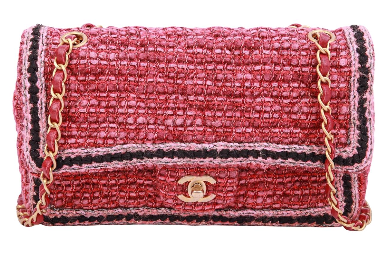 Chanel Timeless Classic Single Flap Tweed Rosa / Pink