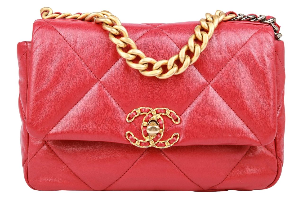 Chanel 19 Flap Bag Small Himbeerrot