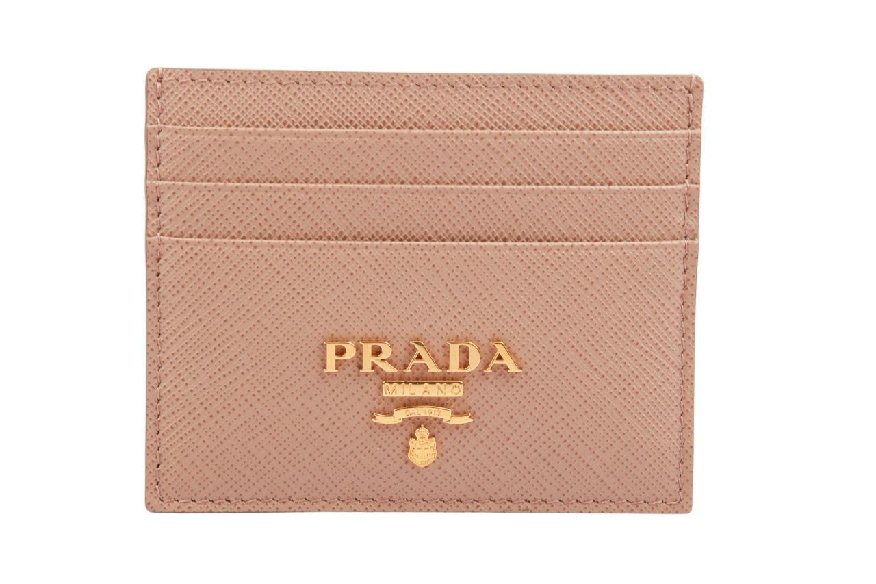 Prada Cardholder Saffiano Leder Beige