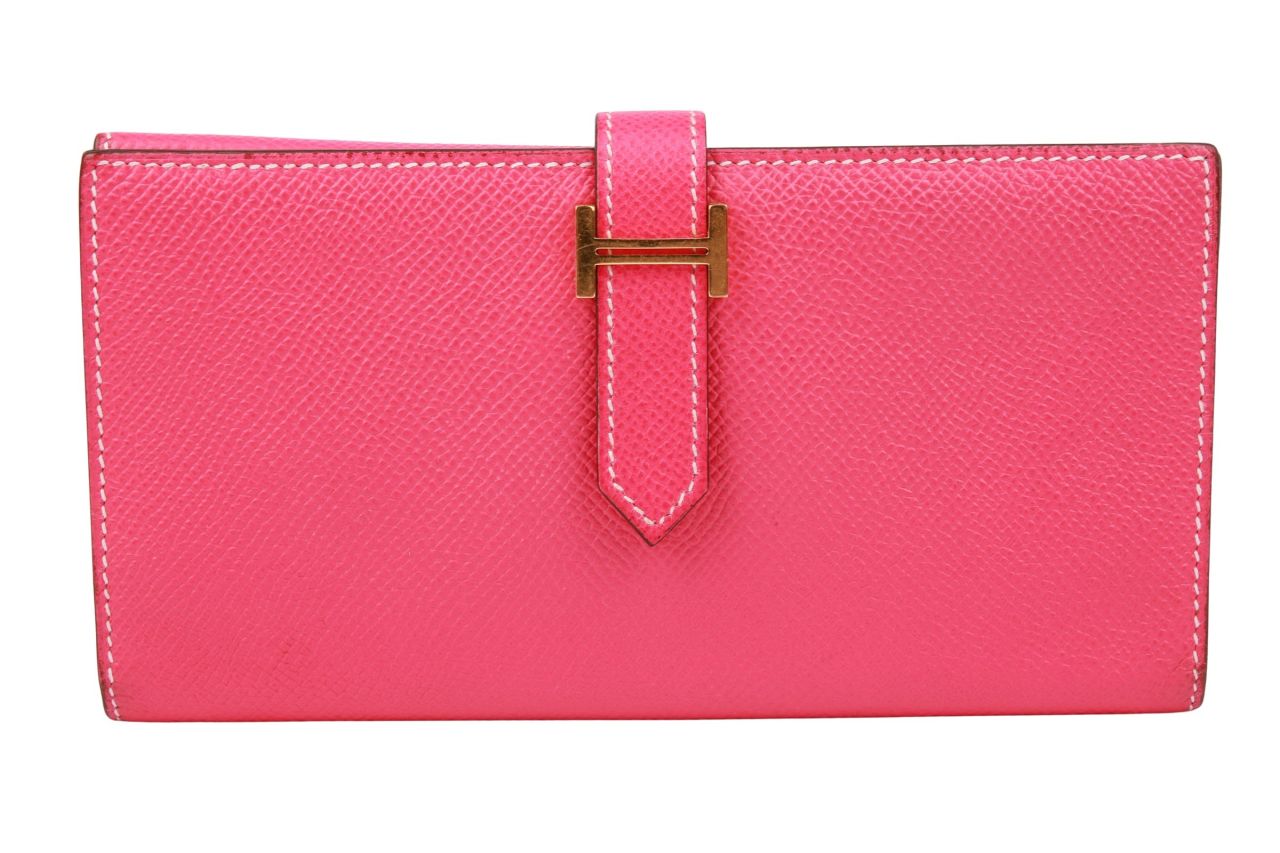 Hermès Béarn Geldbeutel Epsom Leder Pink