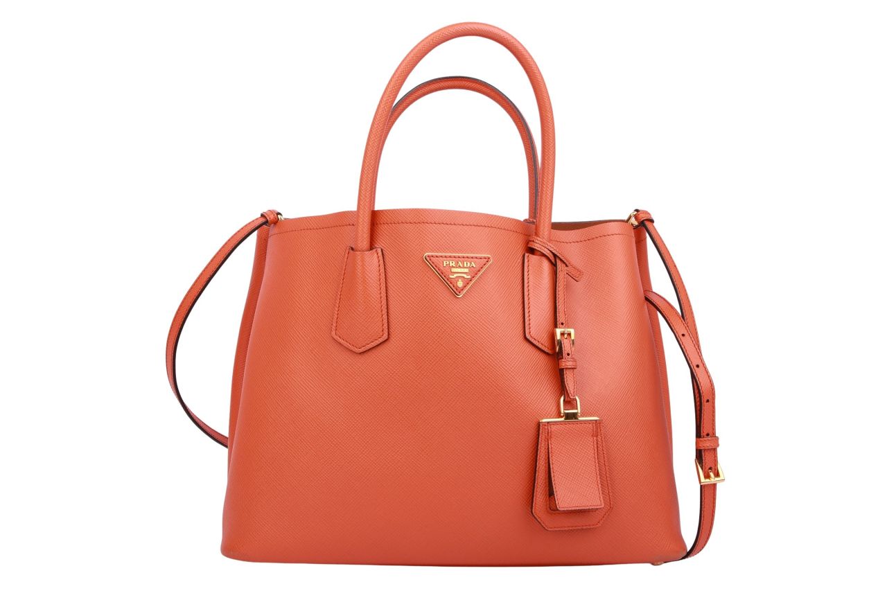 Prada Saffiano Double Bag Orange