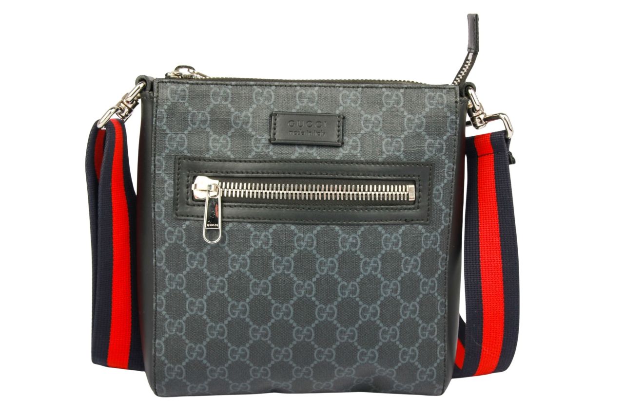 Gucci Messenger Crossbody Bag Guccissima Canvas Schwarz