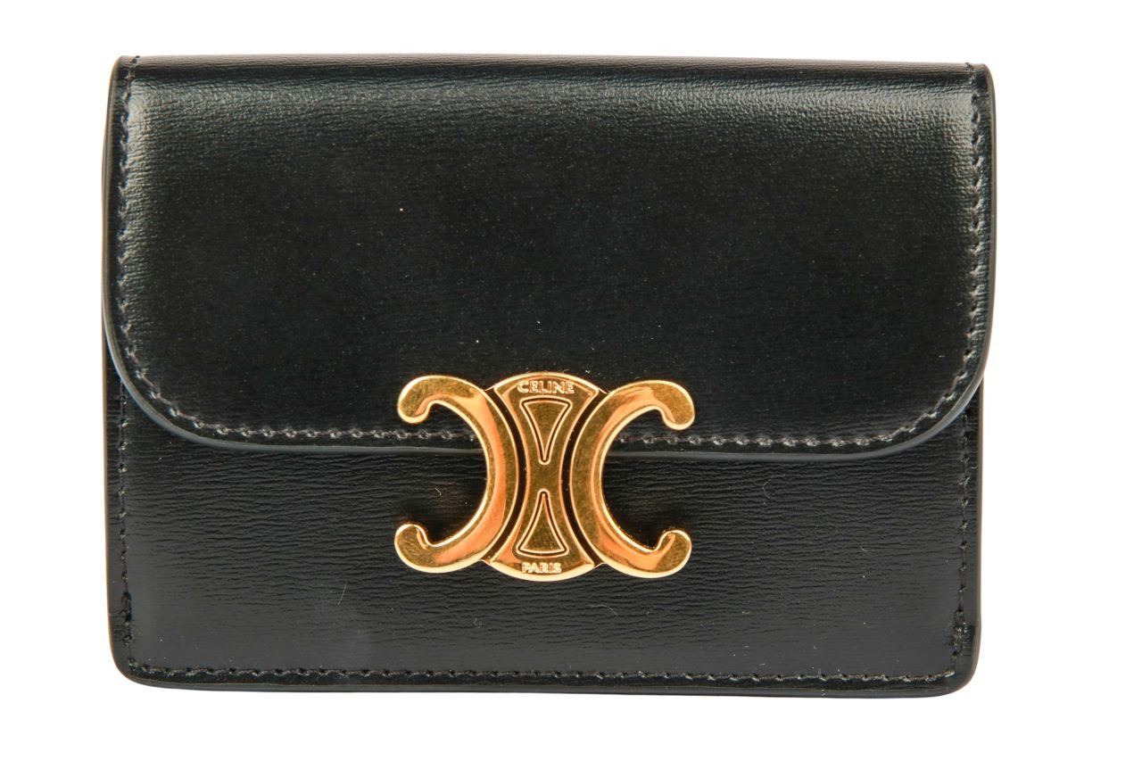 Céline Triomphe Wallet Small Kalbsleder Schwarz