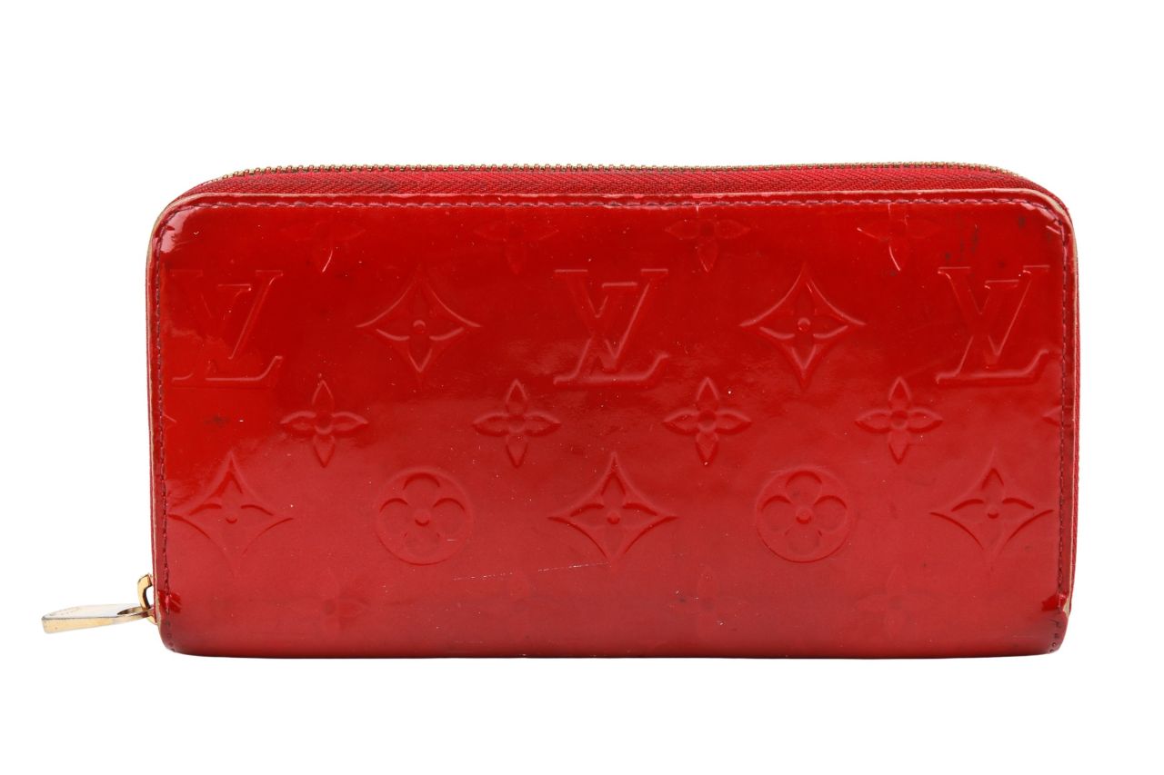 Louis Vuitton Zippy Portemonnaie Monogram Vernis Lackleder Rot