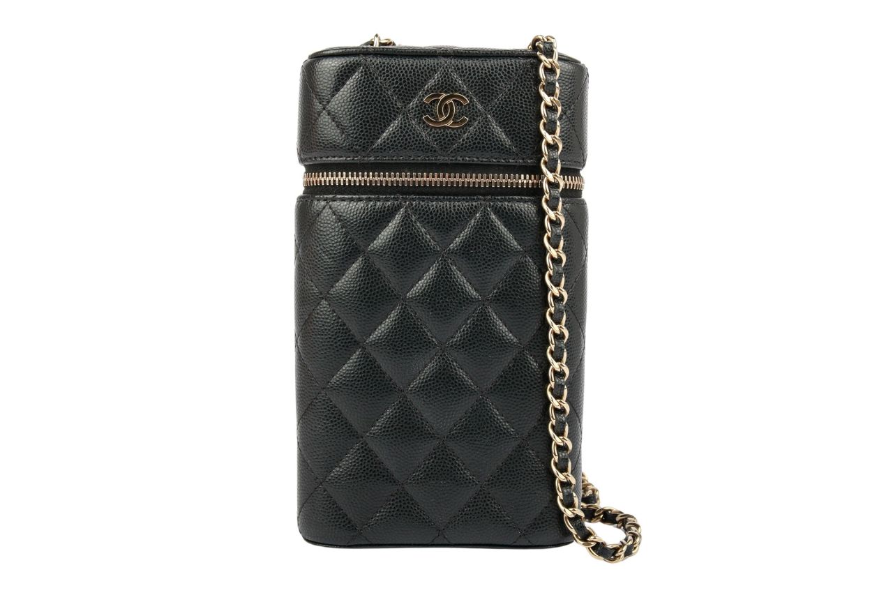 Chanel Vanity Crossbody Handytasche Kaviarleder Schwarz