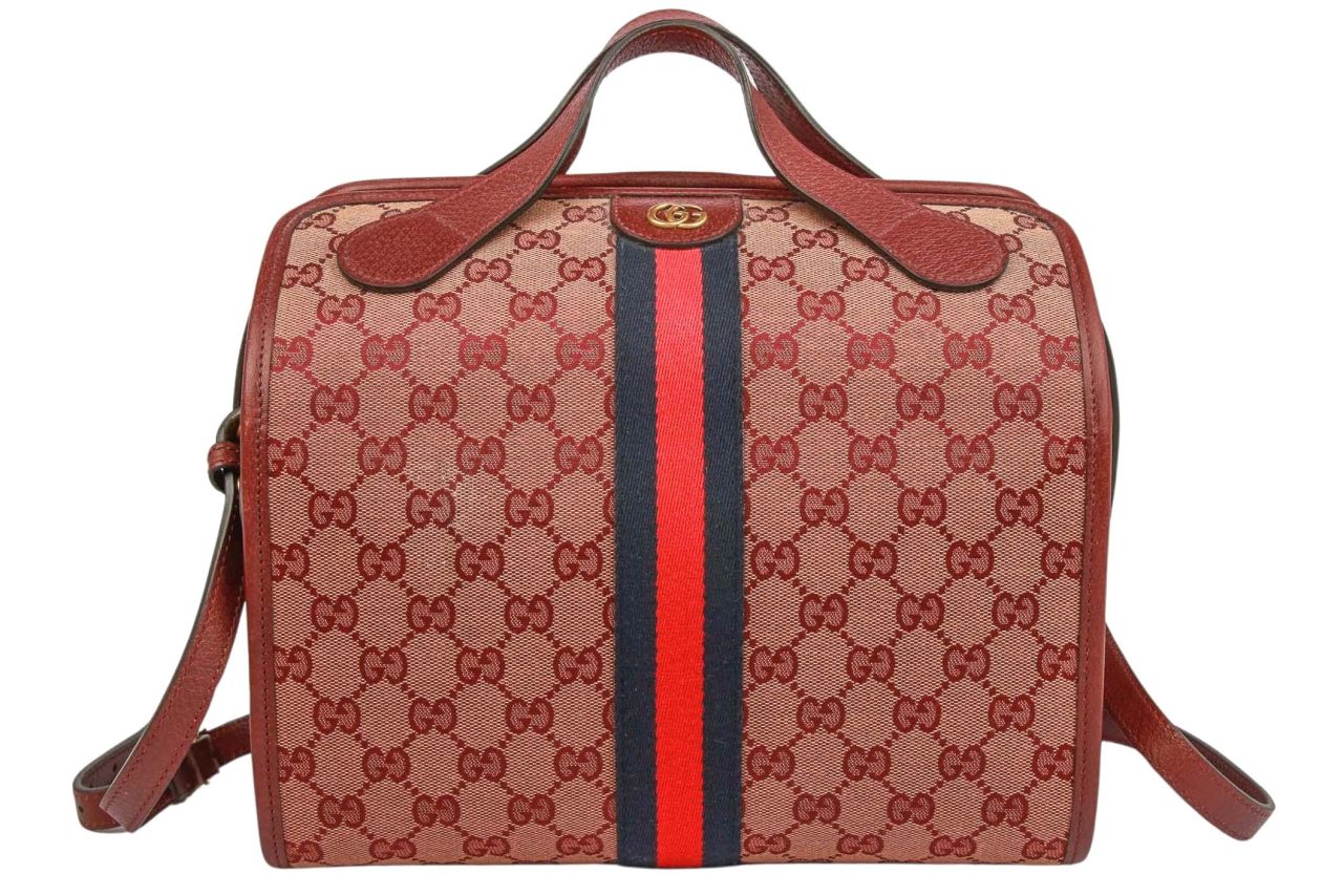 Gucci Ophidia Duffle Bag Guccissima Canvas Bordeaux