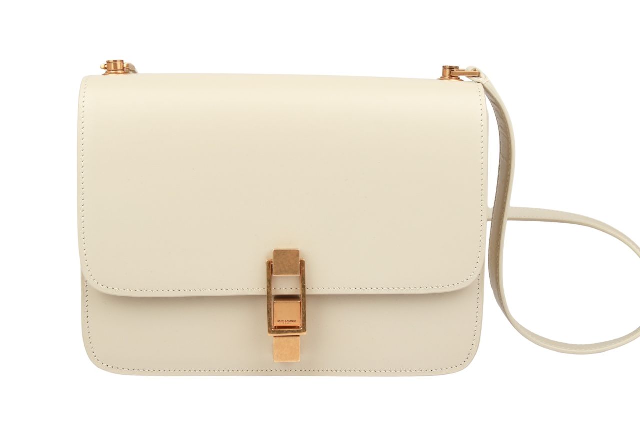 Saint Laurent Carre Schultertasche Creme