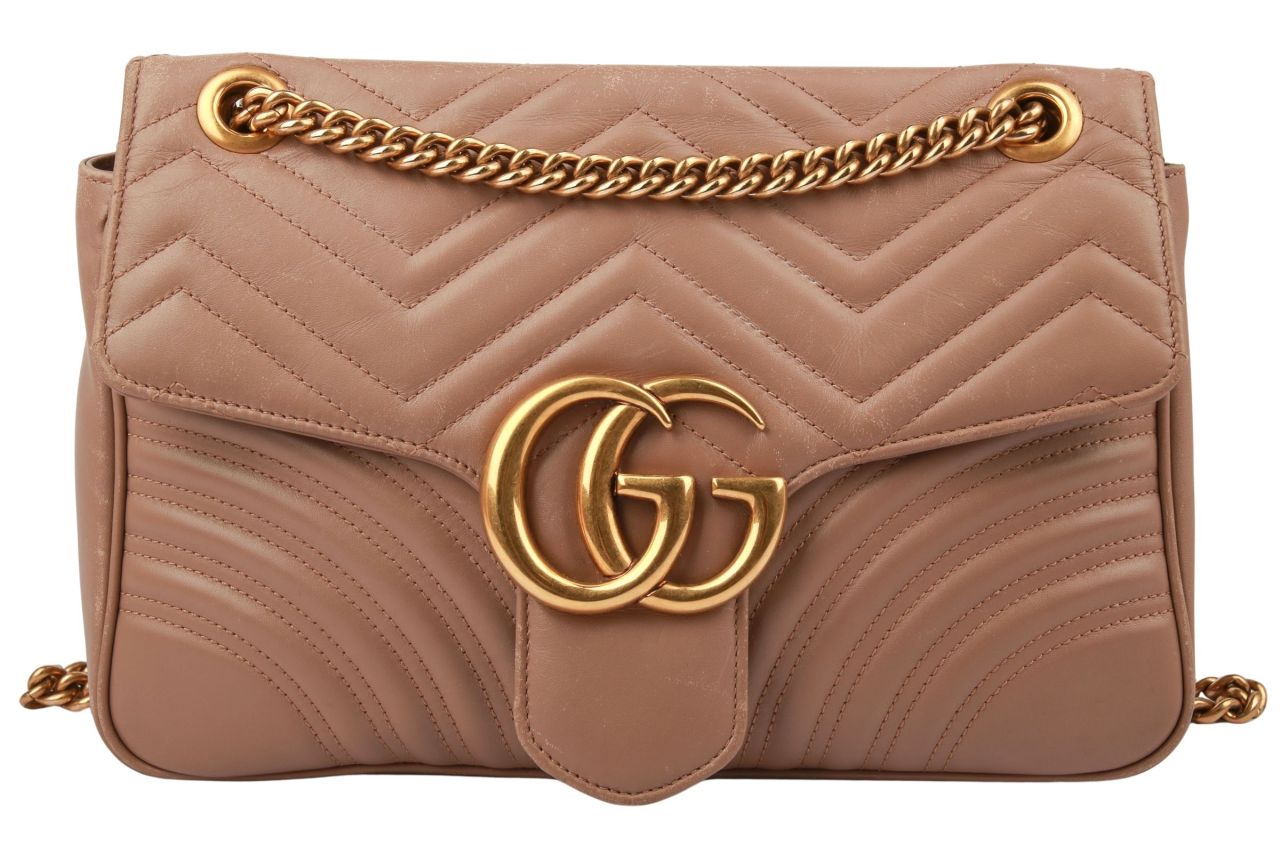 Gucci Marmont GG Medium Leder Nude