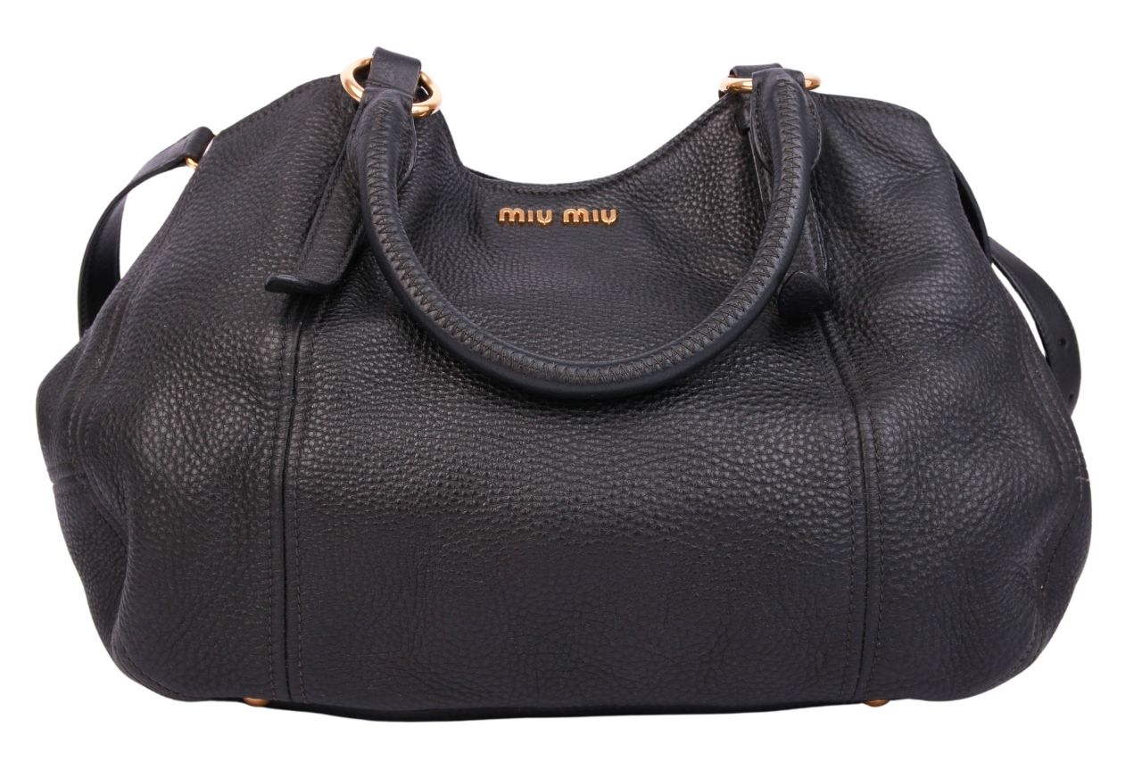 Miu Miu Vitello Daino Ledertasche schwarz