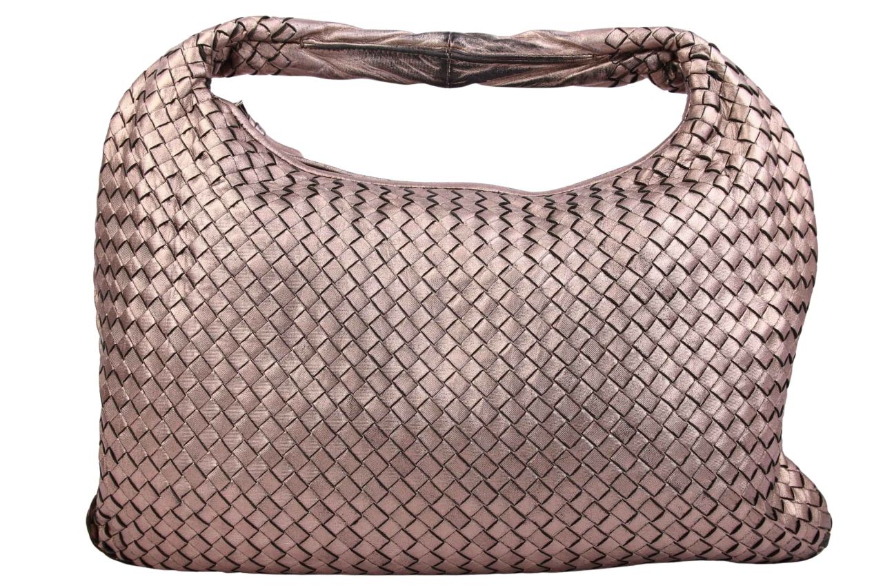 Bottega Veneta Intrecciato Hobo Schultertasche Silber