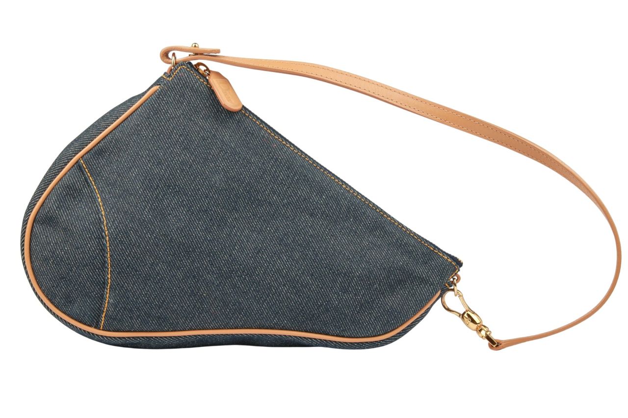 Dior Denim Mini Saddle Tasche Marineblau