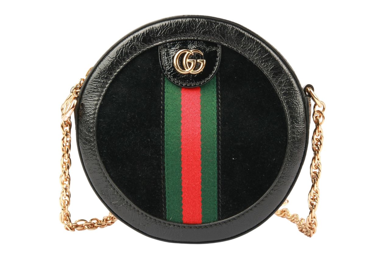 Gucci Ophidia Rounded Bag Lackleder Schwarz