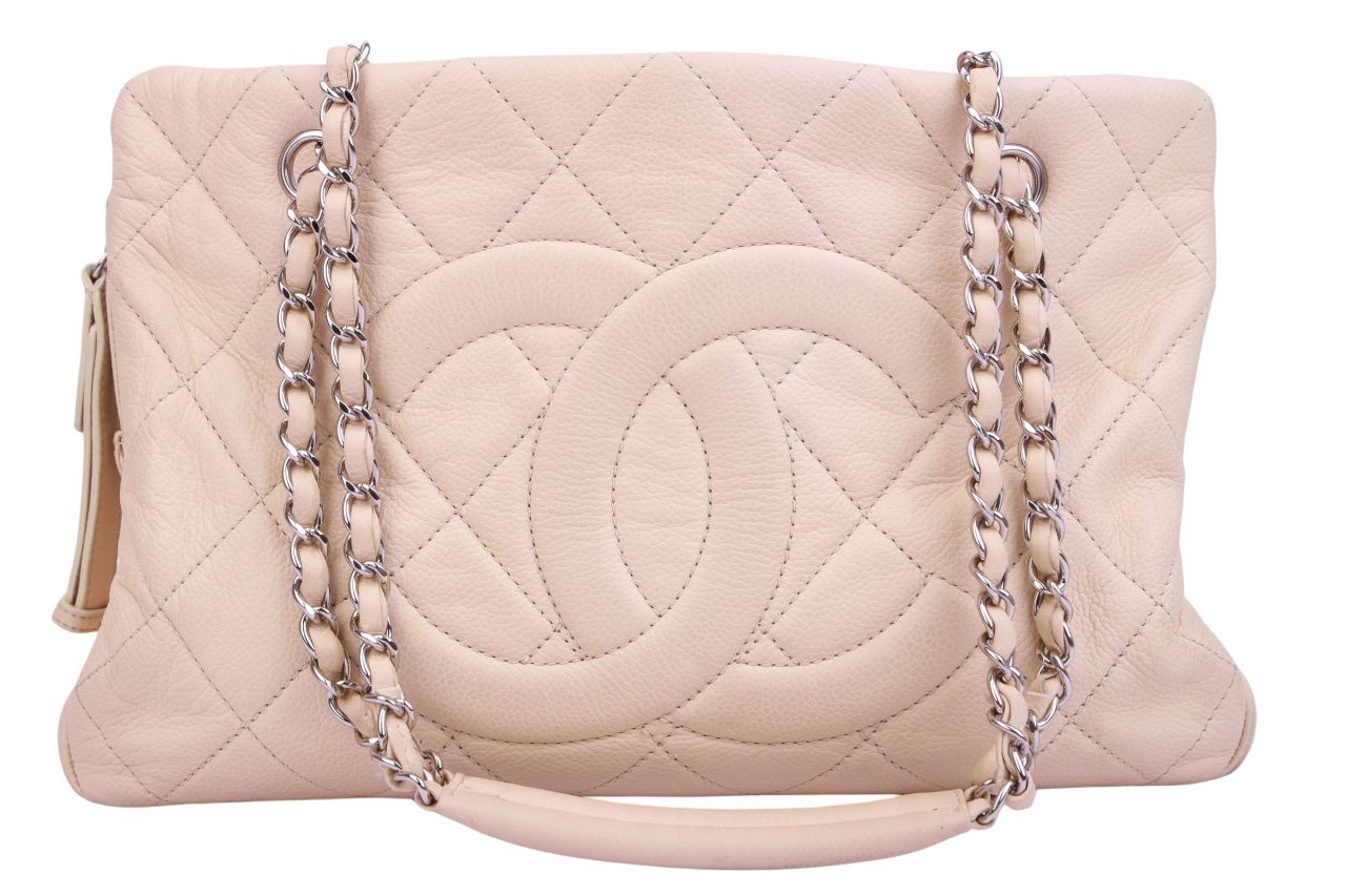 Chanel Coco Mark Handtasche Kaviarleder Beige