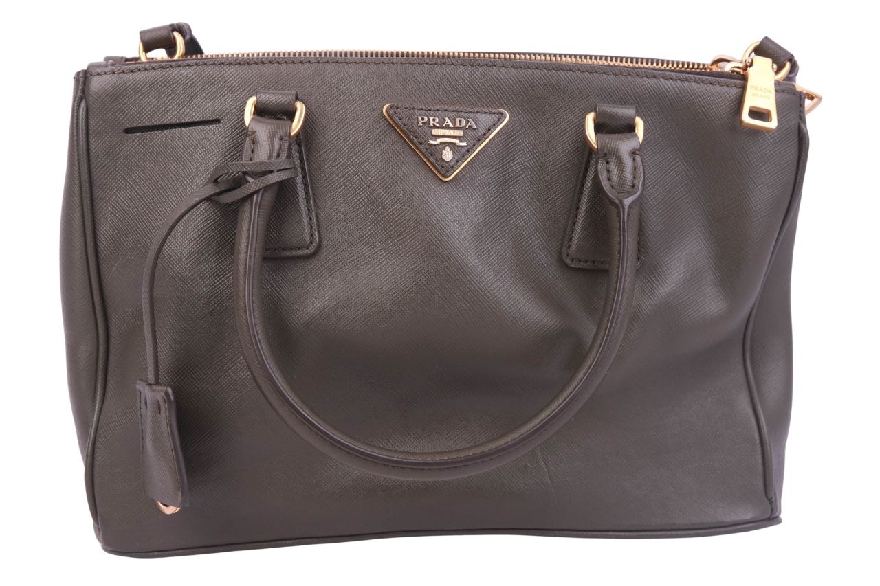 Prada Shopper Saffiano Galleria Leder Khaki