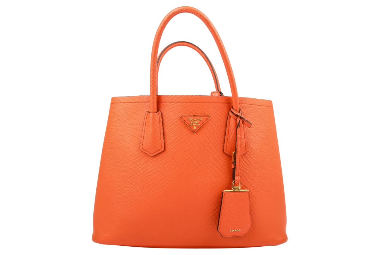 Prada Saffiano Double Bag Orange