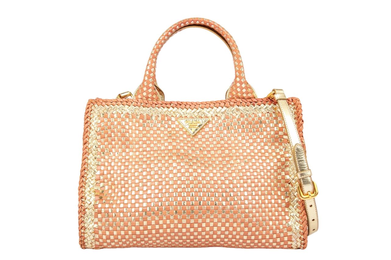 Prada Madras Shopper Braun / Gold