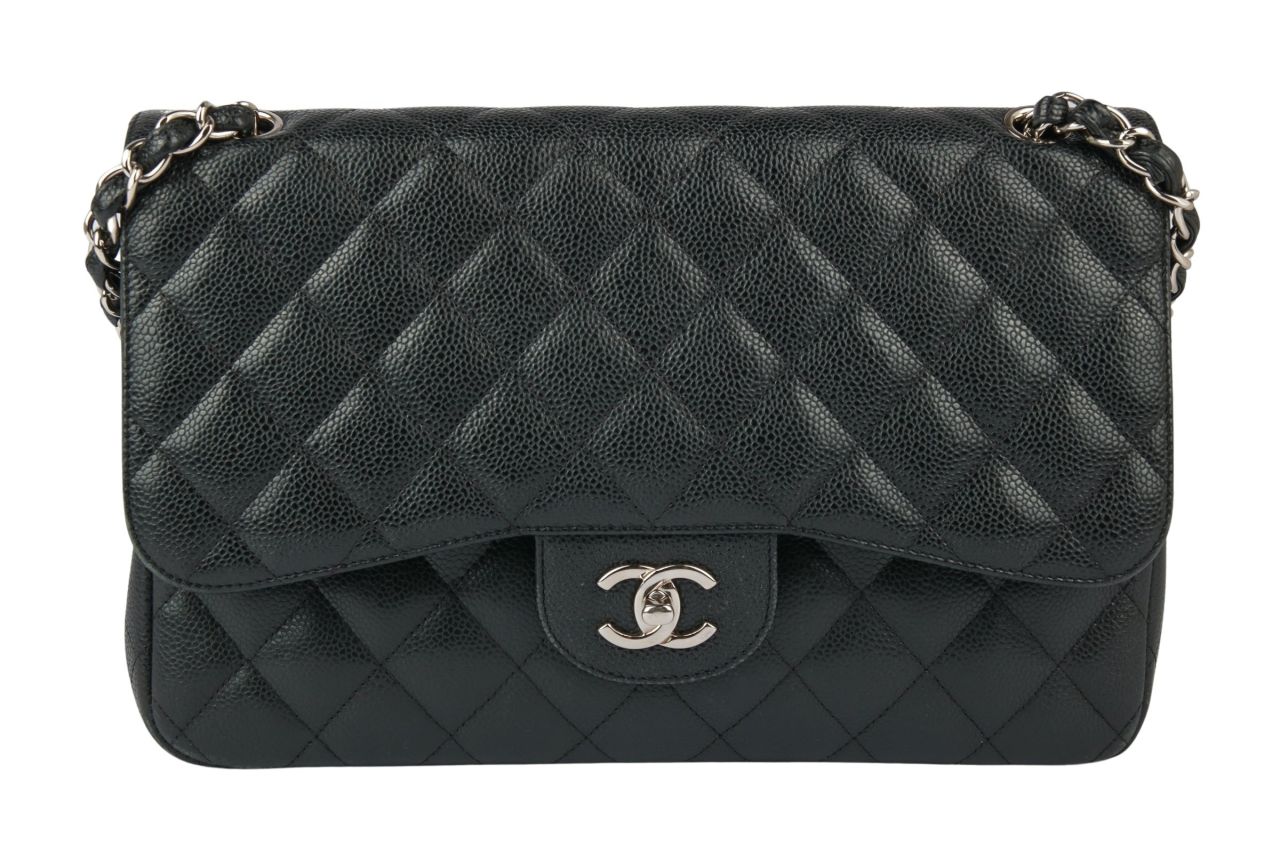 Chanel Timeless Double Flap Bag Jumbo Kaviarleder Schwarz