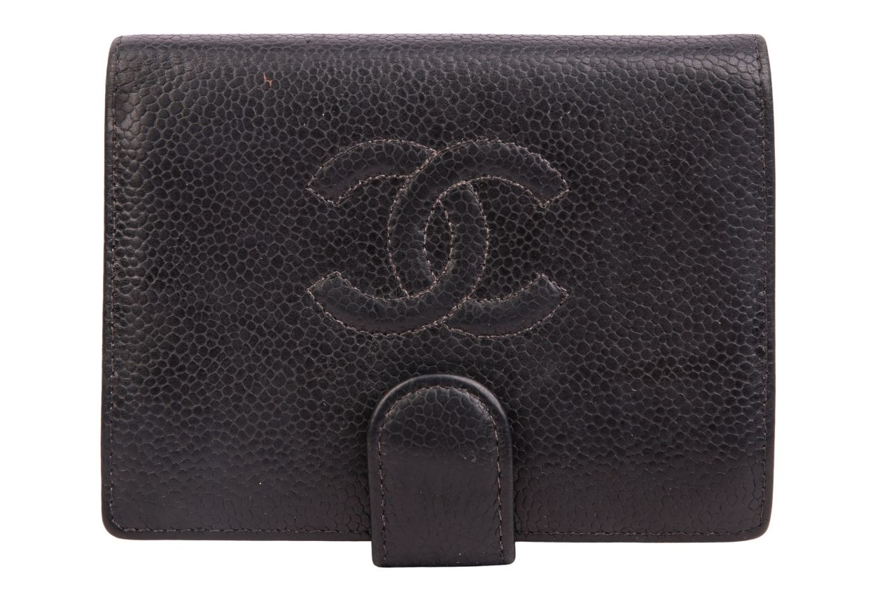 Chanel Portemonnaie CC Kaviarleder Schwarz