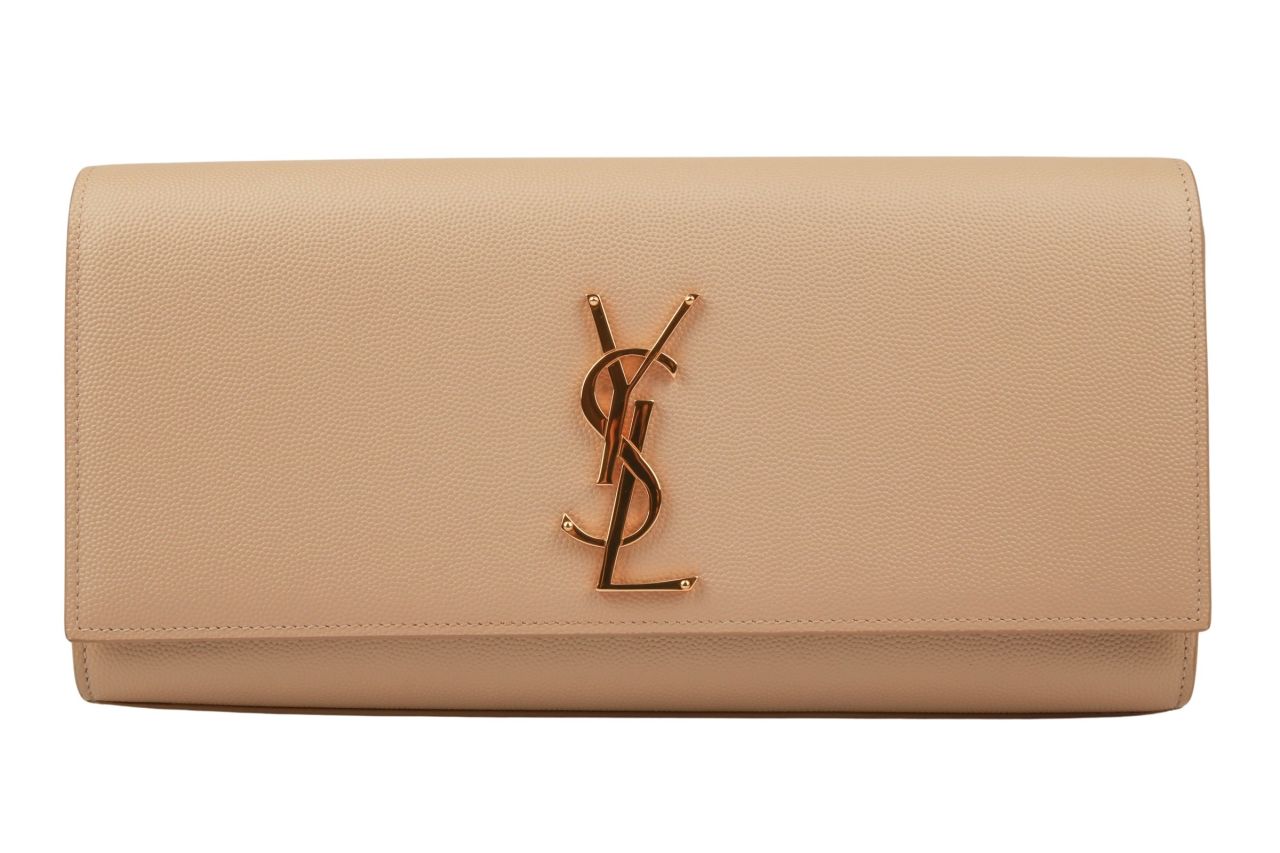 Saint Laurent Clutch Leder Beige