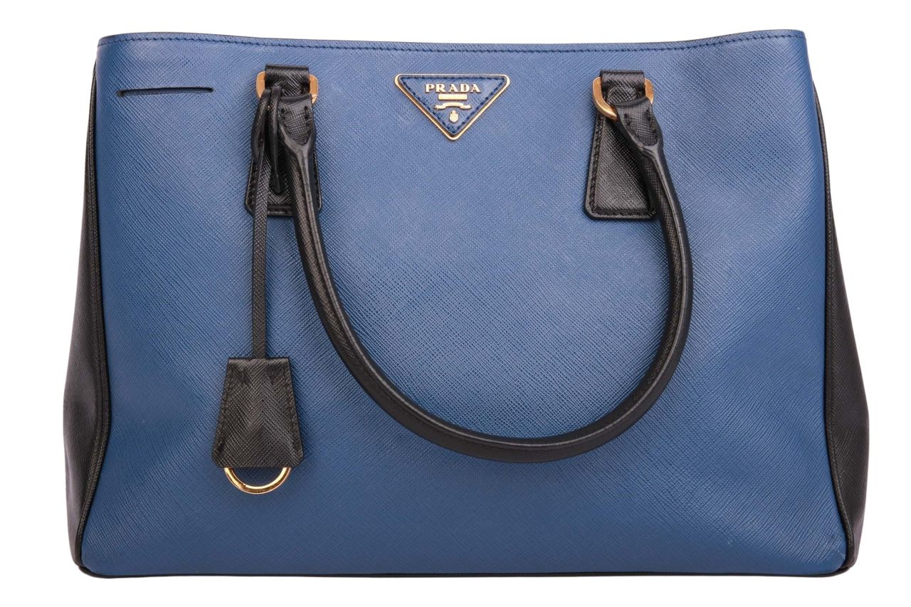 Prada Galleria Saffiano Lux Medium Blau / Schwarz