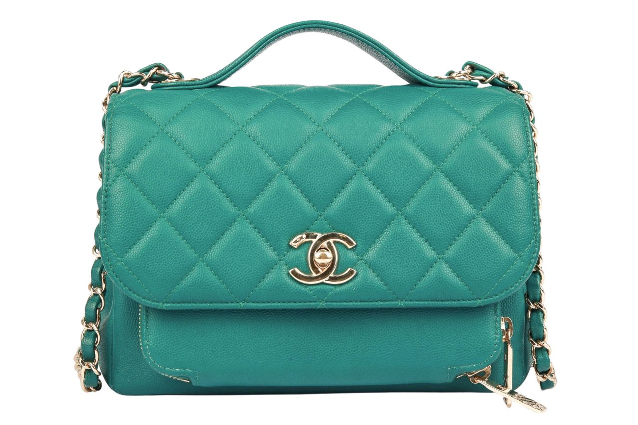 Chanel Business Affinity Small Kalbsleder Petrol