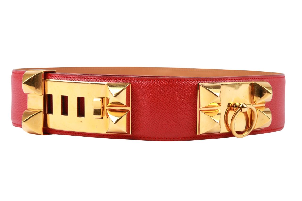 Hermès Collier de Chien Gürtel Rot Gr. 75