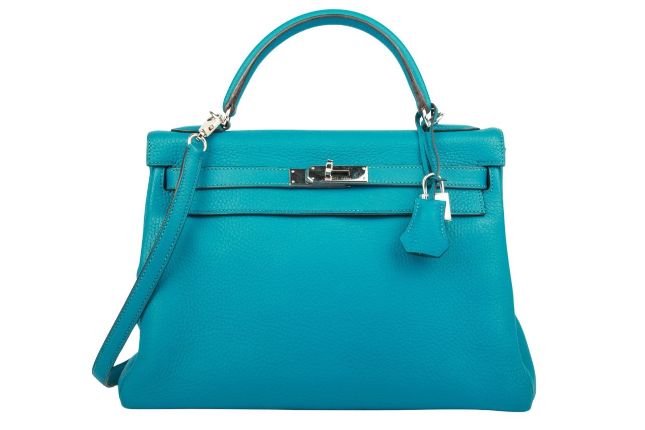 Hermès Kelly 32 Retourné Taurillon Clemence Bleu Izmir