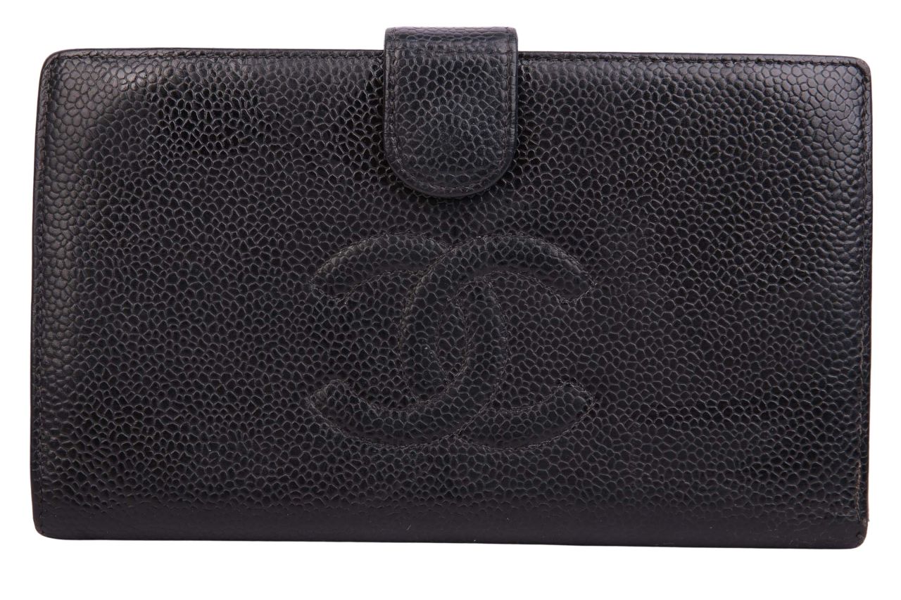 Chanel Portemonnaie Kaviar-Leder Schwarz