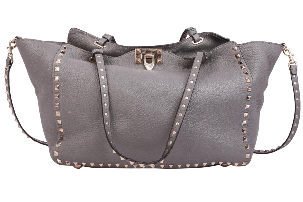 Valentino Rockstud Umhängetasche Leder Grau