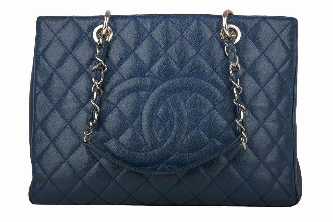 chanel shopping bag blue