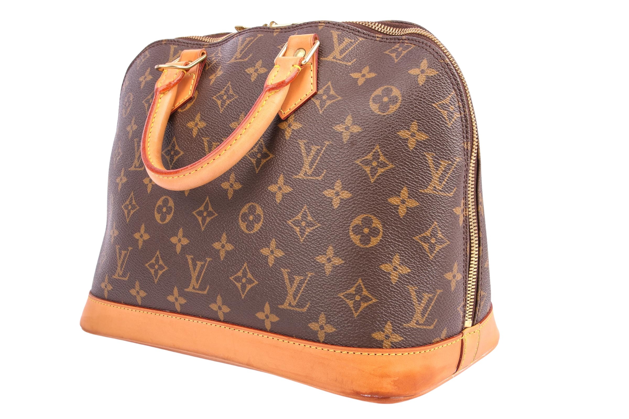 LOUIS VUITTON Alma PM Monogram Canvas Satchel Bag Brown