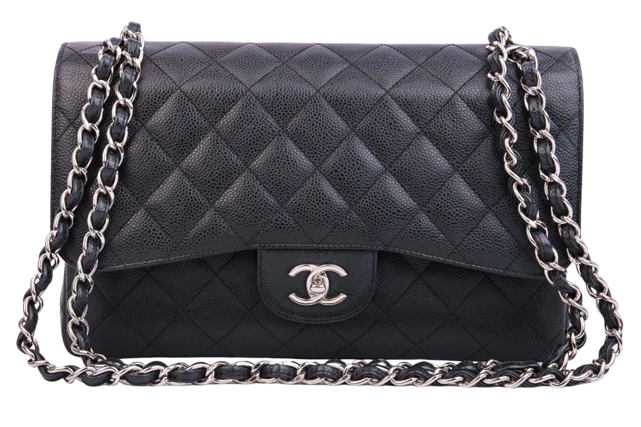 Chanel Timeless Double Flap Bag Jumbo Kaviarleder Schwarz