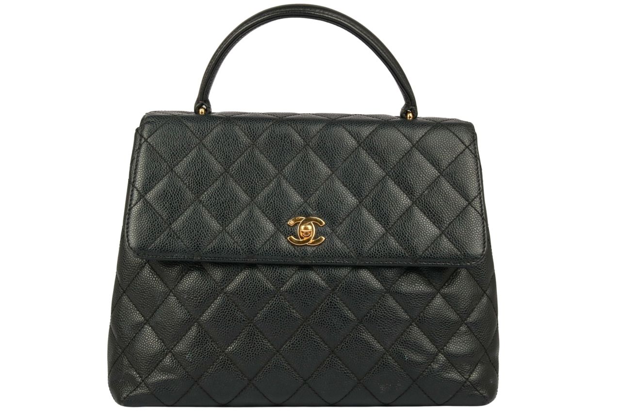 Chanel Top Handle Bag Kaviar Leder Schwarz