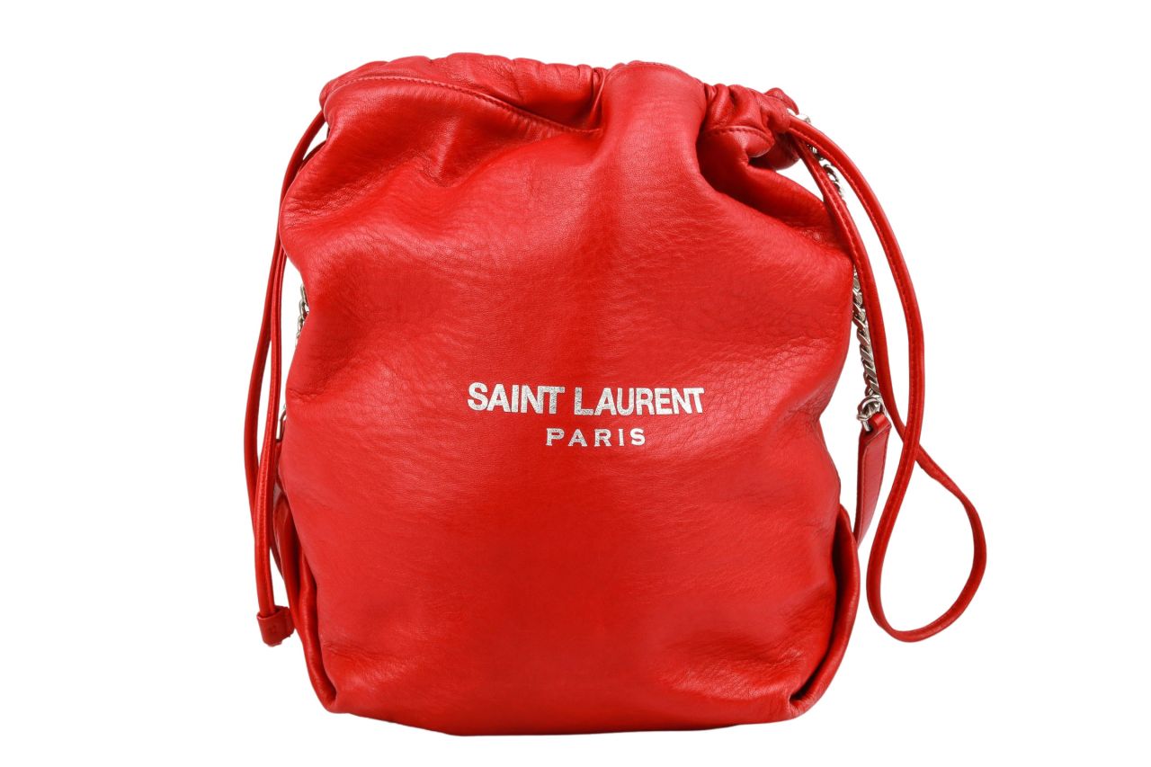 Saint Laurent Teddy Bucket Bag Rot Leder