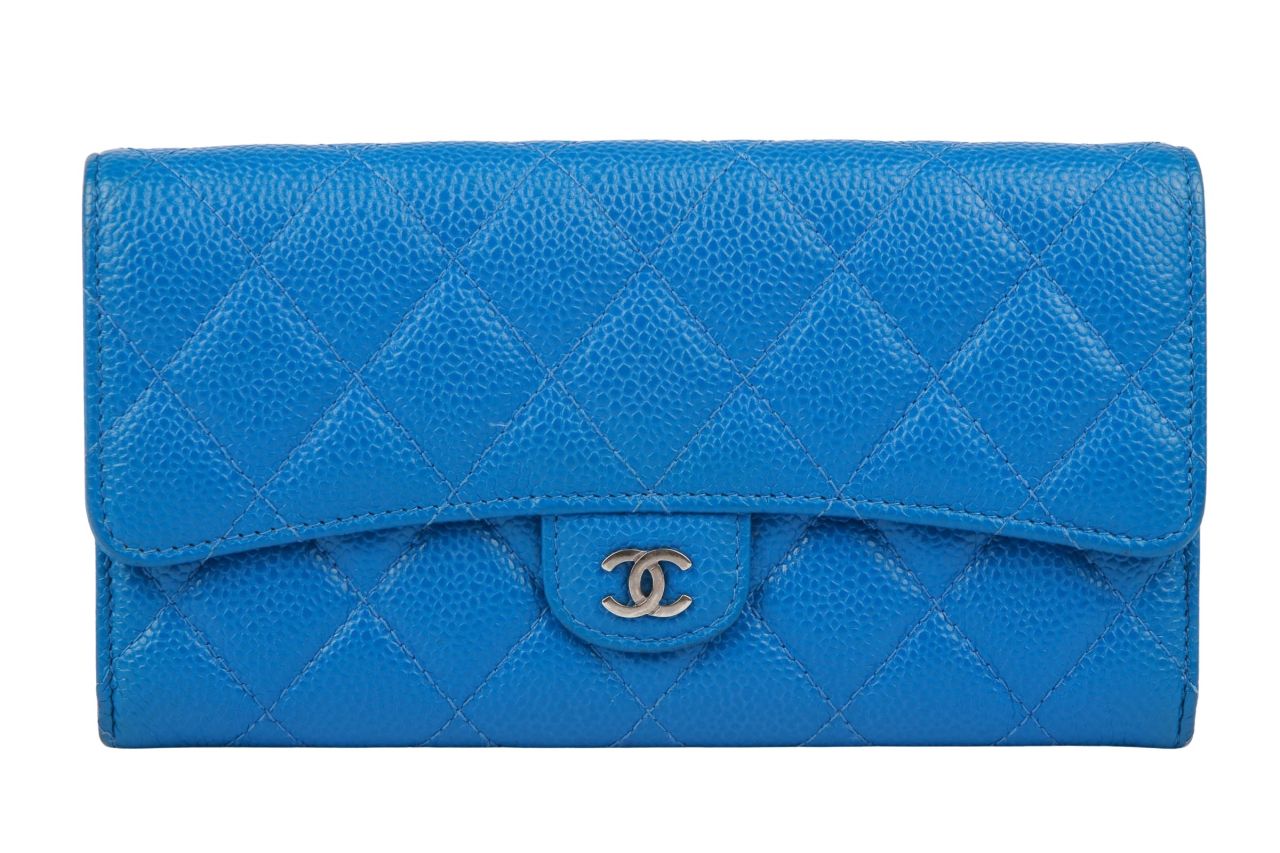 Chanel Portemonnaie Kaviarleder Blau