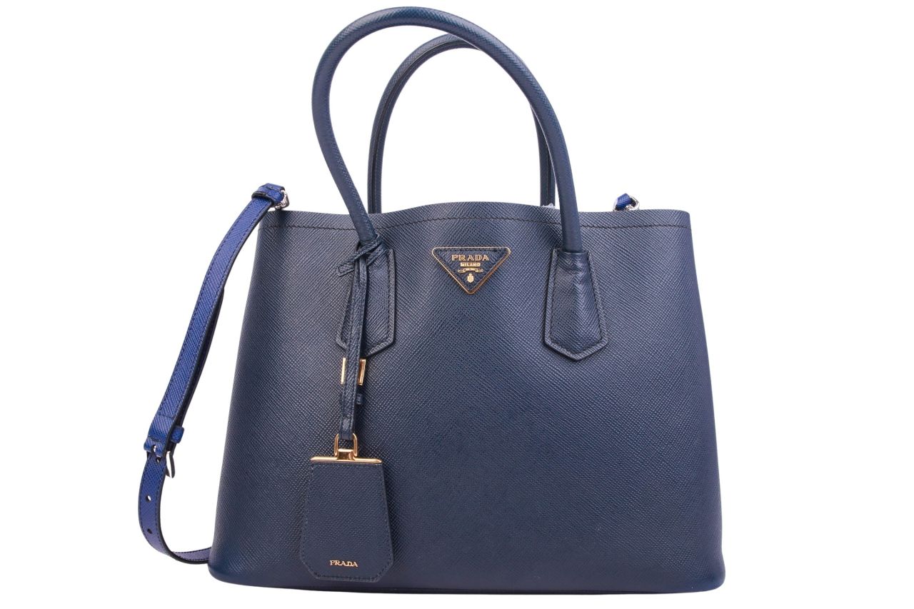 Prada Double Bag Saffiano Cuir Blue