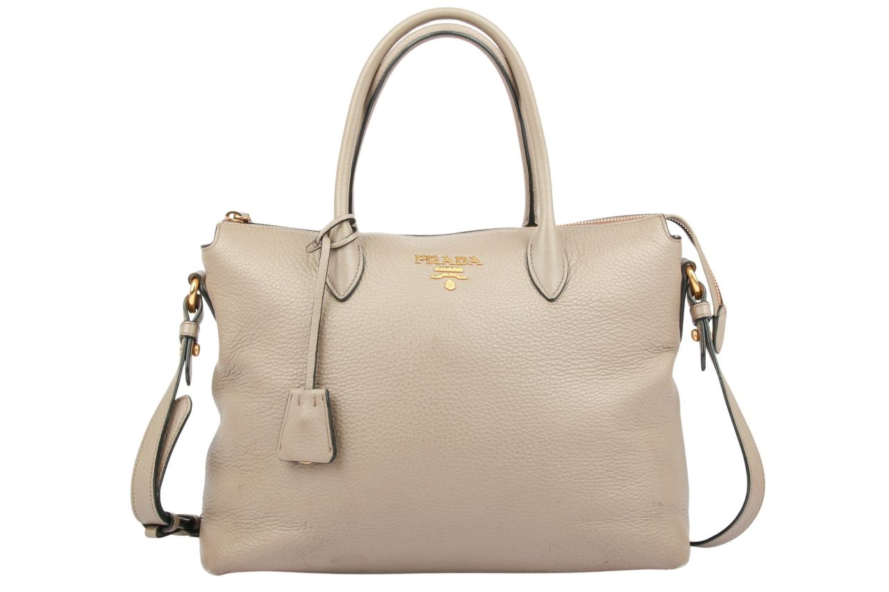 Prada Shopper Leder Grau