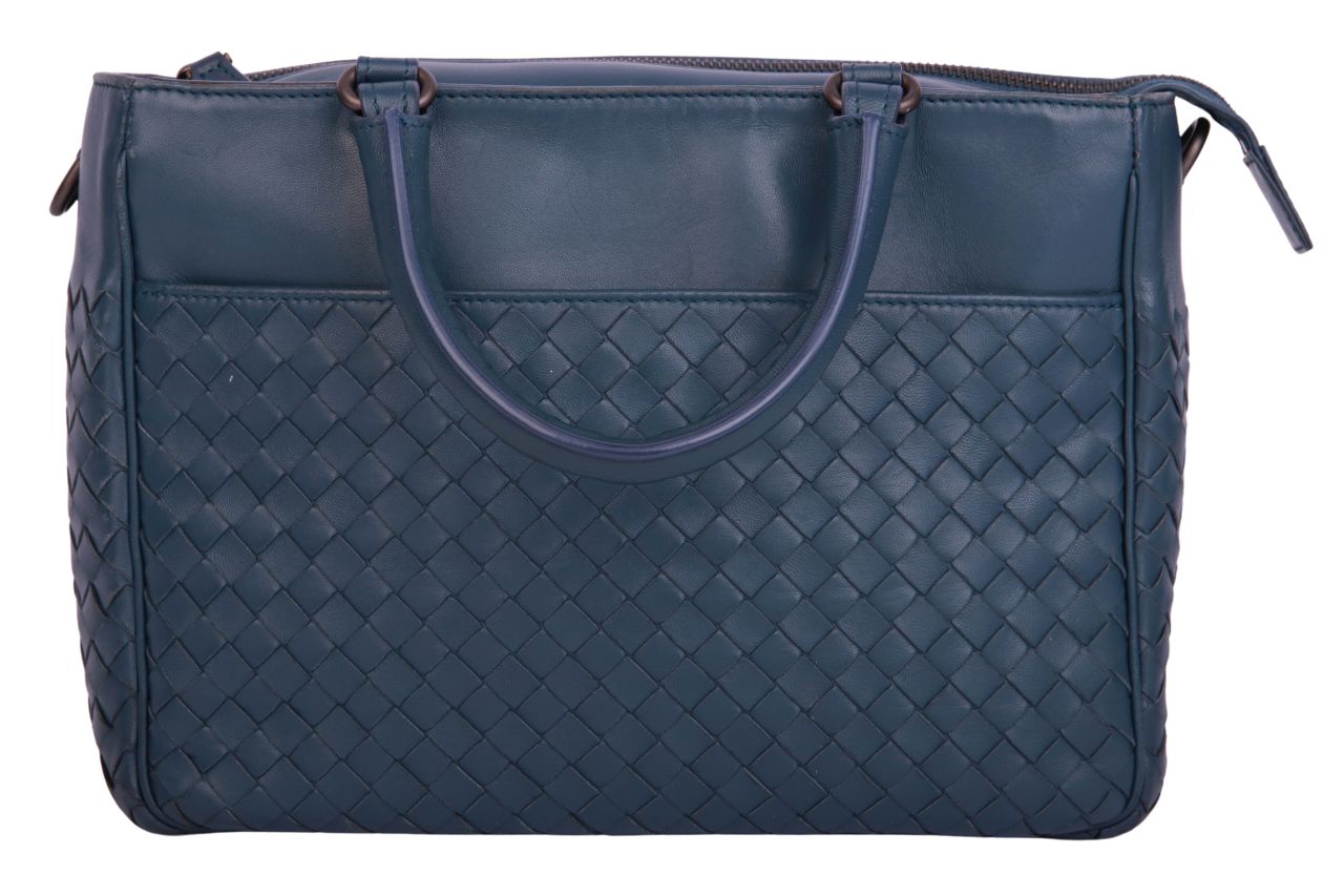 Bottega Veneta Intrecciato Henkeltasche Blau