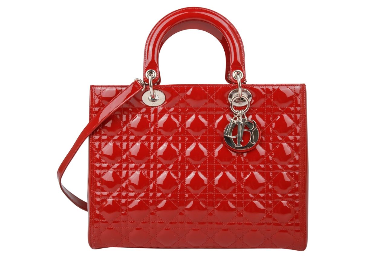 Lady Dior Lackleder Rot