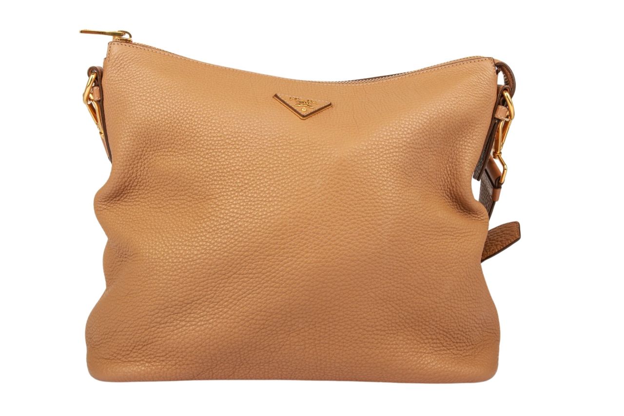 Prada Sesamo Vitello Daino Shopper Cognac