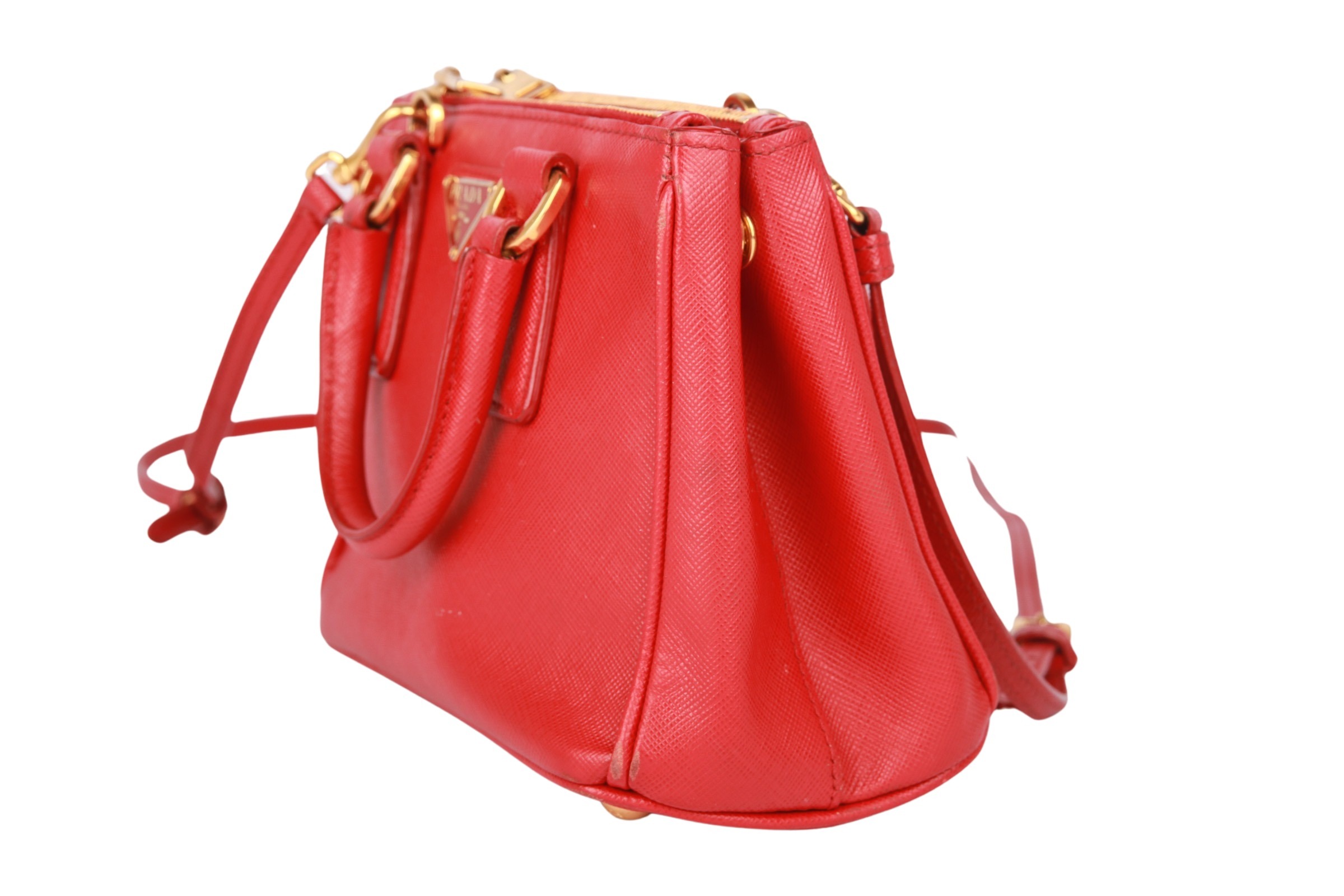 Prada Galleria Saffiano Small Leather Shoulder Bag in Red