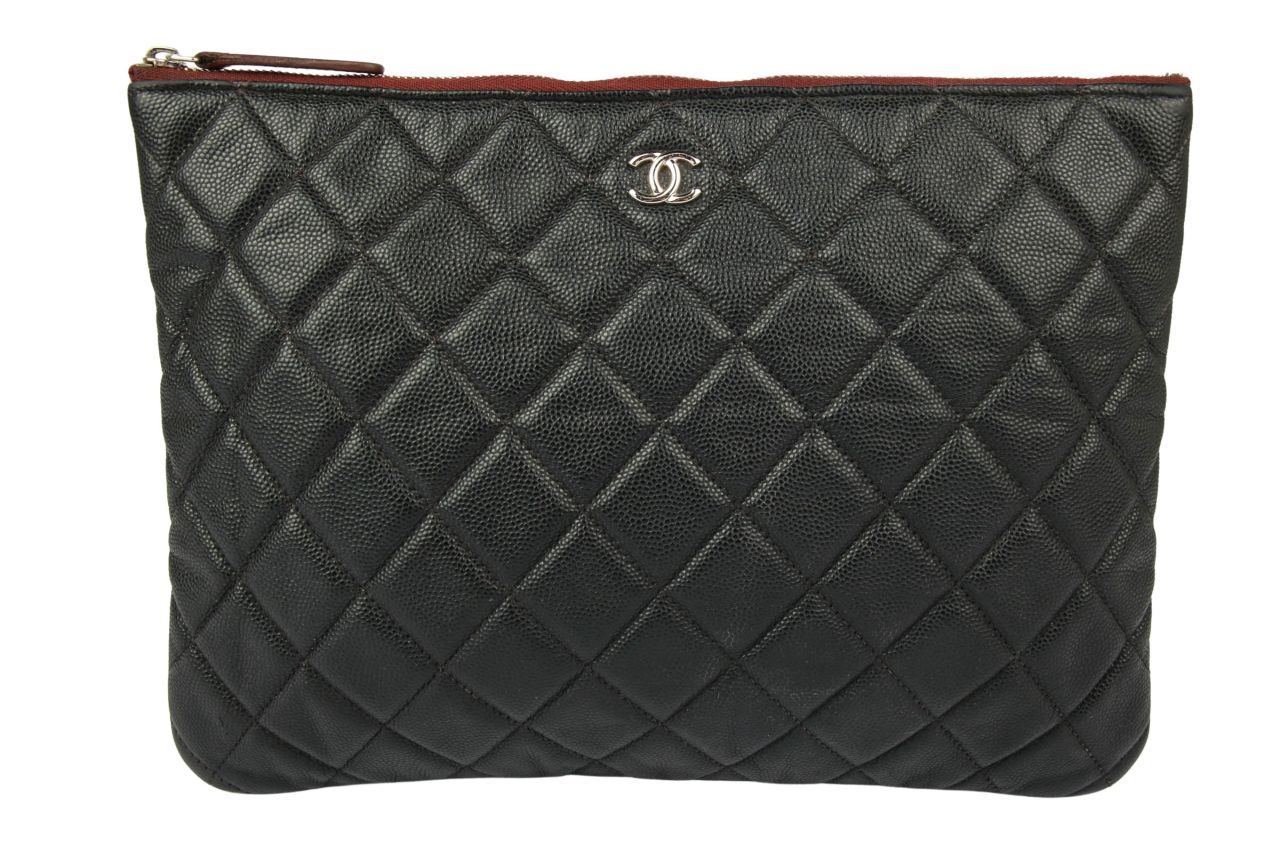 Chanel Clutch Kaviar Leder Schwarz