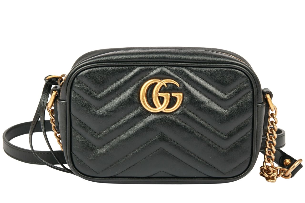 Gucci Marmont Camera Bag Small GG Schwarz