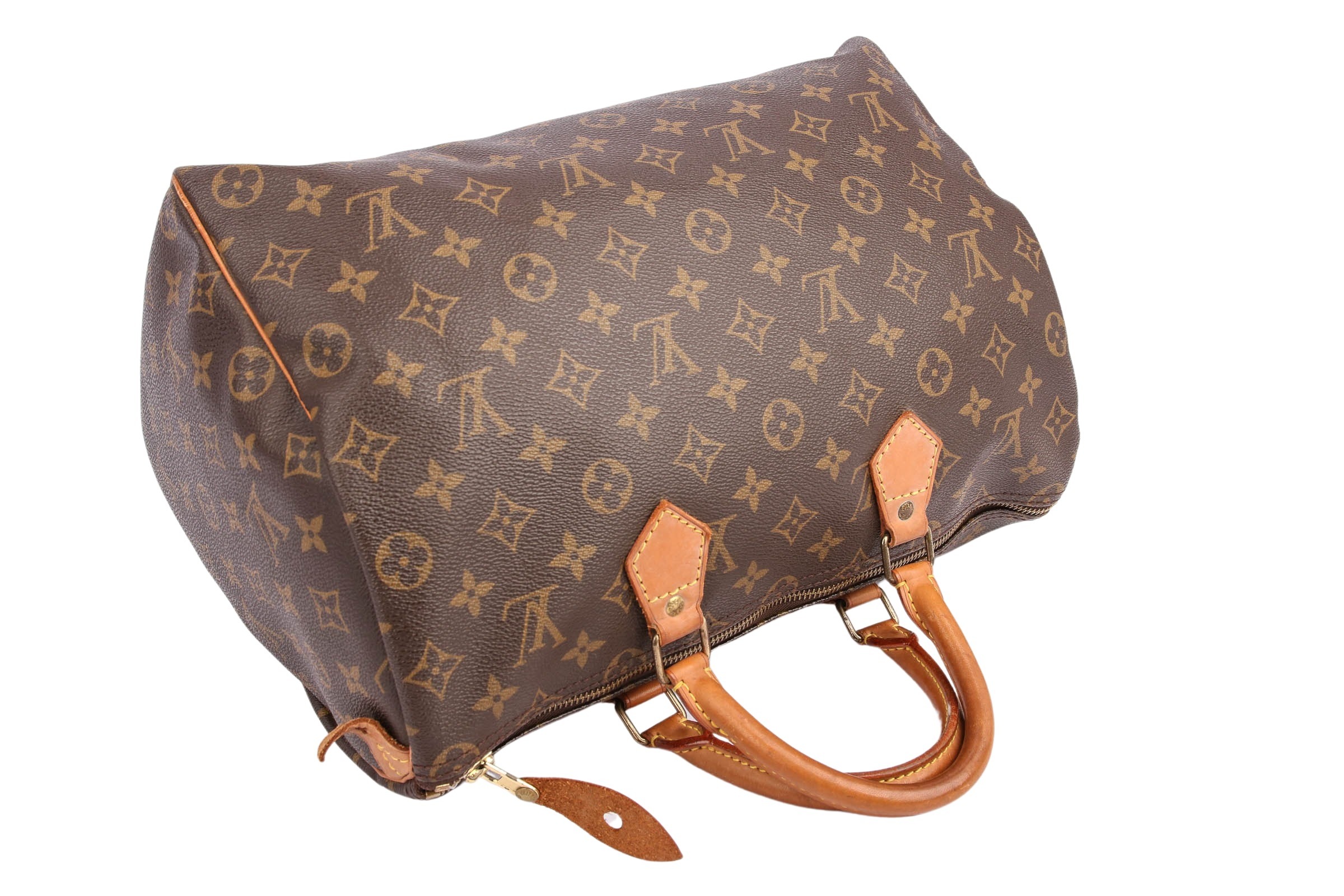 Louis Vuitton Speedy 35 Monogram Canvas Satchel Bag Brown