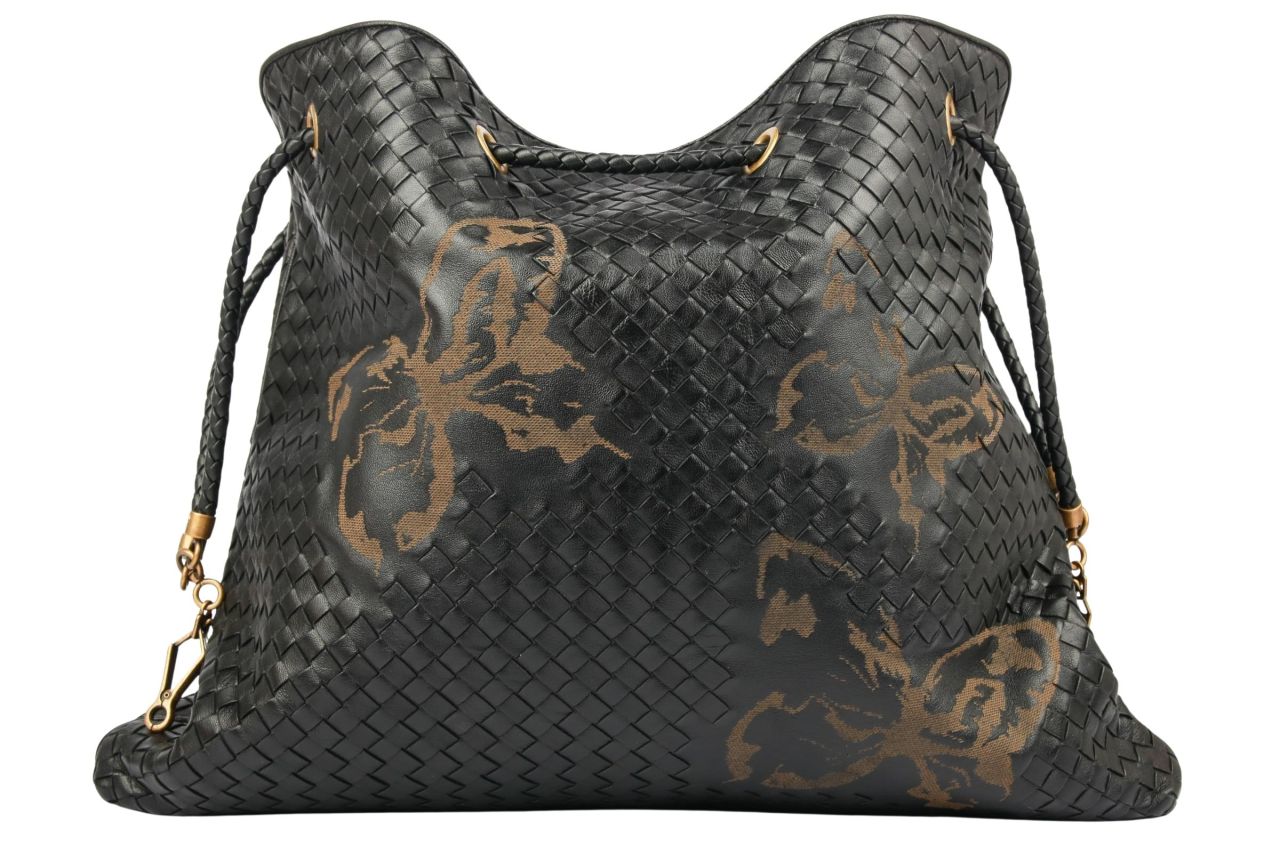 Bottega Veneta Butterfly Emossed Intrecciato Shopper Schwarz