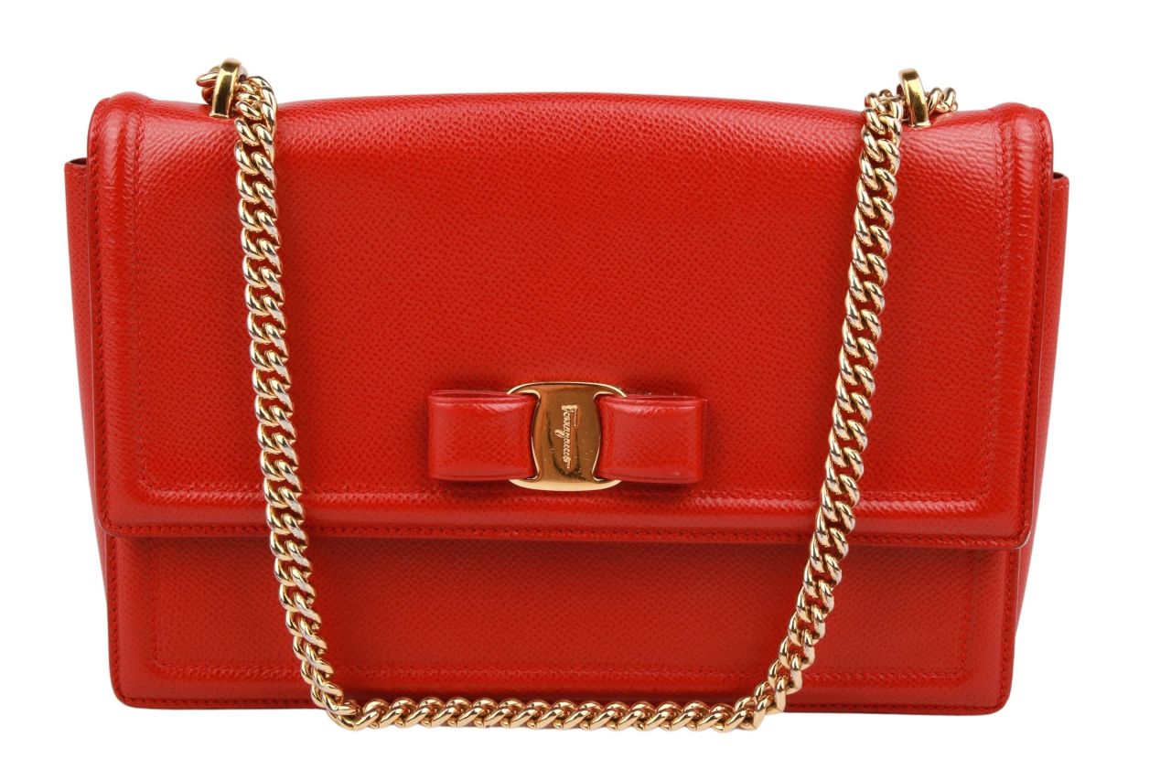 Salvatore Ferragamo Woman Vara Bow Flap Bag Rot