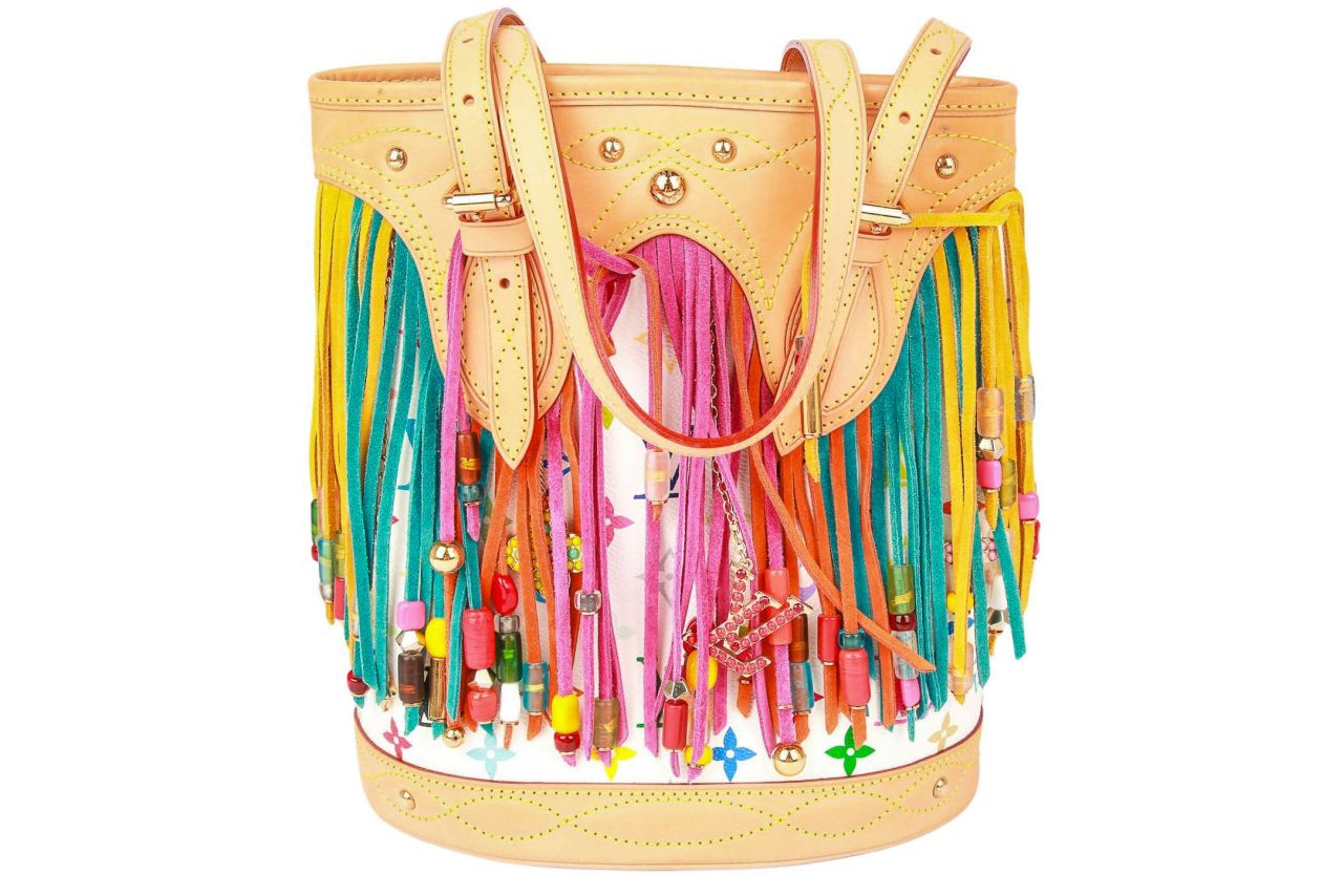 Louis Vuitton Fringe Bucket Satchel Multicolor Monogram Weiß