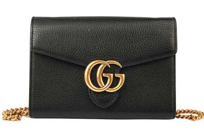 Gucci Marmont Wallet On Chain Leather Black Luxussachen