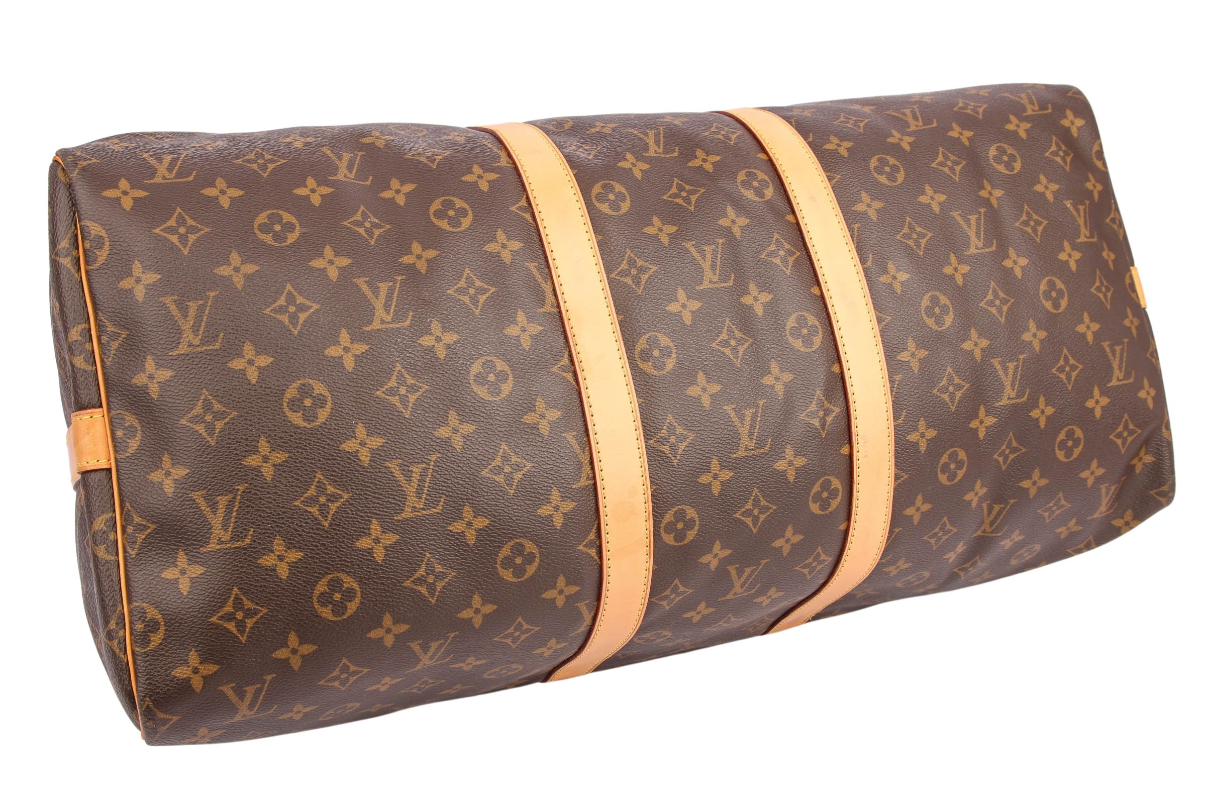 LOUIS VUITTON Keepall 55 Bandouliere Monogram Canvas Travel Bag Brown