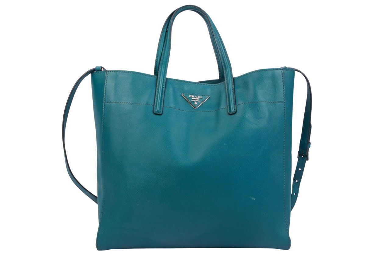 Prada Shopper Saffiano Leder Petrol